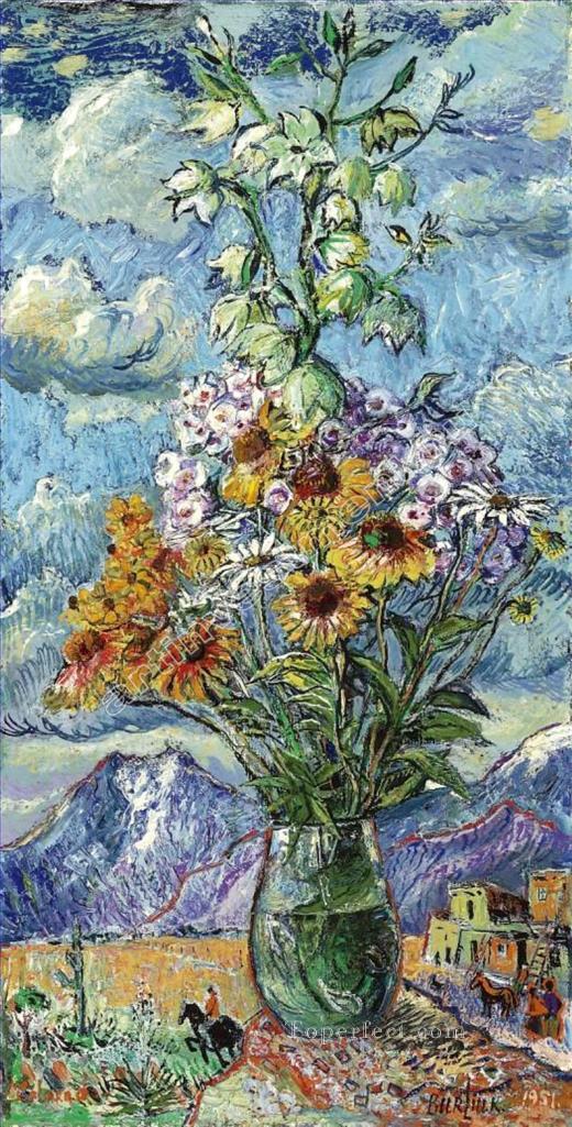 花束と山々 コロラド州 1951 モダンな装飾の花油絵
